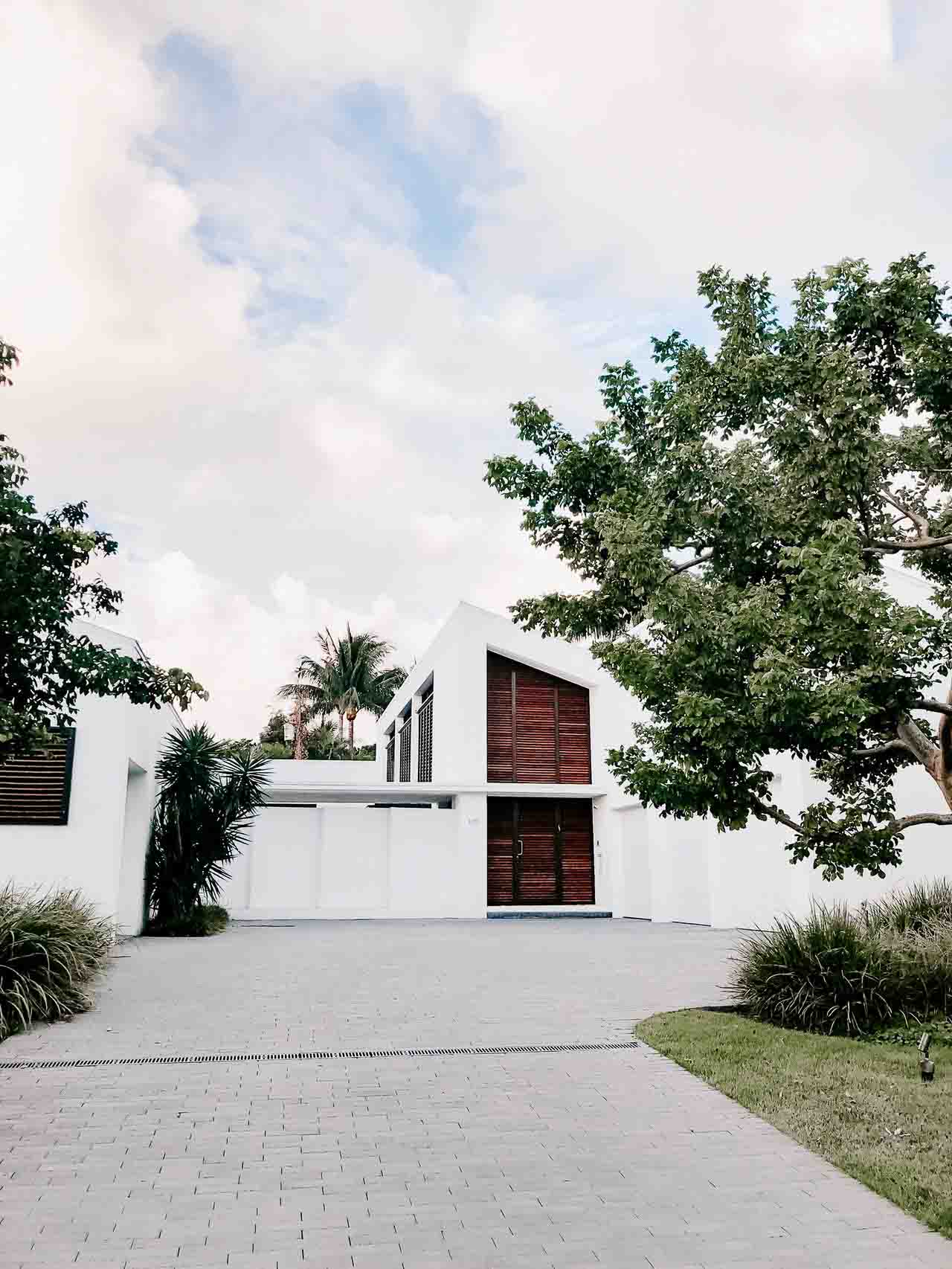Driveway to White Luxury House